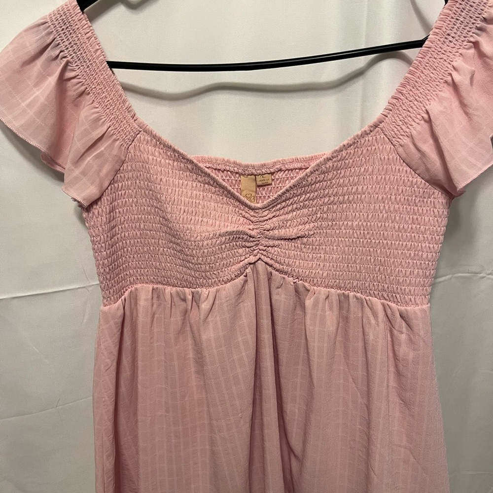Pink Smocked Ruffle Sleeve Mini Dress - Picture 4 of 5